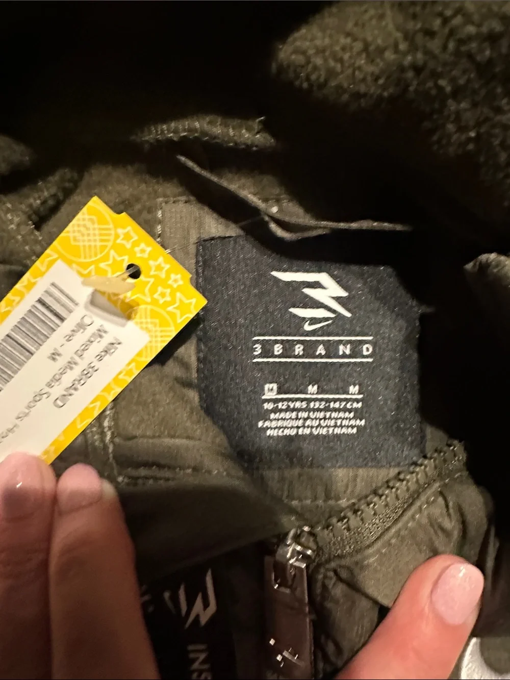 Nike Olive Green Hooded Fleece Jacket with Chest Panel